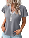 Elegante Vlindermouw Wafelbrei Dames Top - ModeParisienne® Romya | Elegante Vlindermouw Wafelbrei Dames Top - Grijs - S - Zarandi Amsterdam