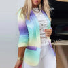 Chique Multicolor Print Blazer - ModeParisienne® Marisalle | Chique Multicolor Print Blazer - Blauw Paars - S - Zarandi Amsterdam