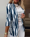Chique Multicolor Print Blazer - ModeParisienne® Marisalle | Chique Multicolor Print Blazer - Blauw Wit - S - Zarandi Amsterdam