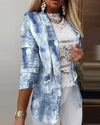 Chique Multicolor Print Blazer - ModeParisienne® Marisalle | Chique Multicolor Print Blazer - Blauw - S - Zarandi Amsterdam