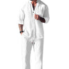 Ejay - Heren Losse Casual Effen Kleur Halve Mouwen Shirt Broek Set