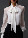 ModeParisienne® Nicanor | Camicetta Versatile in Chiffon con Nastro