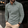 Jefferson - Heren Effen Rits Kraag Borstzak Lange Mouw Polo voor Moderne Comfort