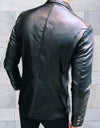Nathan - Giacca in pelle casual slim fit con tasche e chiusura a bottoni