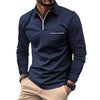 Jefferson - Heren Effen Rits Kraag Borstzak Lange Mouw Polo voor Moderne Comfort