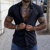 Karbo - Heren Effen Kraag Korte Mouw Sport Fitness Shirt