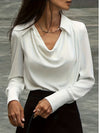 ModeParisienne® Monica | Camicia a Collo Alto a Manica Lunga a Colore Pieno