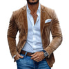 Nikolai - Moda Uomo Scamosciato Tinta Unita Rever a Lancia Due Bottoni Blazer Casual