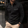 Jefferson - Heren Effen Rits Kraag Borstzak Lange Mouw Polo voor Moderne Comfort