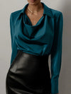 ModeParisienne® Monica | Camicia a Collo Alto a Manica Lunga a Colore Pieno
