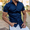 Karbo - Heren Effen Kraag Korte Mouw Sport Fitness Shirt