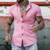Karbo - Heren Effen Kraag Korte Mouw Sport Fitness Shirt