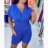 ModeParisienne® Jazelle | Gestippelde V-hals Eénstuk Korte Jumpsuit