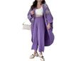Dames Casual Delicate Bloem Lange Cardigan en Broek Set - ModeParisienne® Jinthe | Dames Casual Delicate Bloem Lange Cardigan en Broek Set - Paars - S - Zarandi Amsterdam
