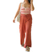 Linnen - Mix Wijde Cargo Broek - ModeParisienne® Maurelin | Linnen - Mix Wijde Cargo Broek - Oranje - S - Zarandi Amsterdam