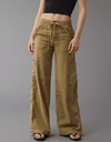 Linnen - Mix Wijde Cargo Broek - ModeParisienne® Maurelin | Linnen - Mix Wijde Cargo Broek - Khaki - S - Zarandi Amsterdam