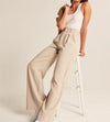 Hoge Taille Op Maat Gemaakte Wijde Broek - ModeParisienne® Lexilore | Hoge Taille Op Maat Gemaakte Wijde Broek - Beige - S - Zarandi Amsterdam