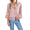 Effen Blouse met Sjaalkraag, Flared Mouwen en Uitsnijding - ModeParisienne® Monikka | Effen Blouse met Sjaalkraag, Flared Mouwen en Uitsnijding - Roze - S - Zarandi Amsterdam