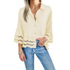 Effen Blouse met Sjaalkraag, Flared Mouwen en Uitsnijding - ModeParisienne® Monikka | Effen Blouse met Sjaalkraag, Flared Mouwen en Uitsnijding - Geel - S - Zarandi Amsterdam