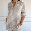 Casual Blouse met Opstaande Kraag en Print - ModeParisienne® Malou | Casual Blouse met Opstaande Kraag en Print - Grijs - S - Zarandi Amsterdam