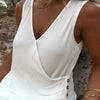Kruis V - Hals Tanktop met Knopen - ModeParisienne® Zorella | Kruis V - Hals Tanktop met Knopen - Wit - S - Zarandi Amsterdam