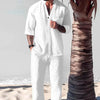 Ejay - Heren Losse Casual Effen Kleur Halve Mouwen Shirt Broek Set