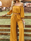 Relaxed Fit Twee - Delige Dames Set met Brede Pijpen - ModeParisienne® Jenine | Relaxed Fit Twee - Delige Dames Set met Brede Pijpen - Geel - S - Zarandi Amsterdam